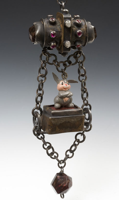 Hollow Form Rabbit Necklace with Handmade Chain